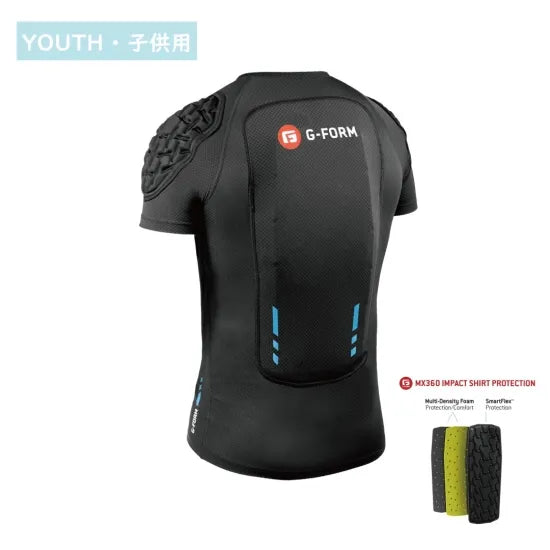 子供用 MX・MTB・スキー・スノーボード用 背部プロテクター付き インパクトシャツ 通気性・防水・丸洗い可｜Youth MX360｜G-FORM