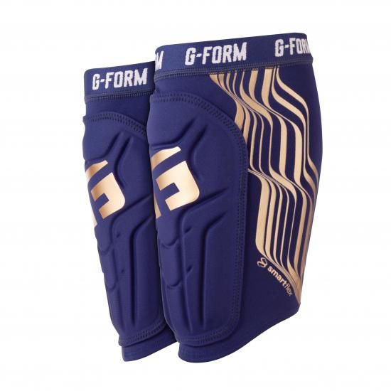 サッカー・BMX用 シンガード 一体型コンプレッション NOCSAE認証 レガース 脛当て Navy/Gold｜V2 Shin Guard｜G-FORM